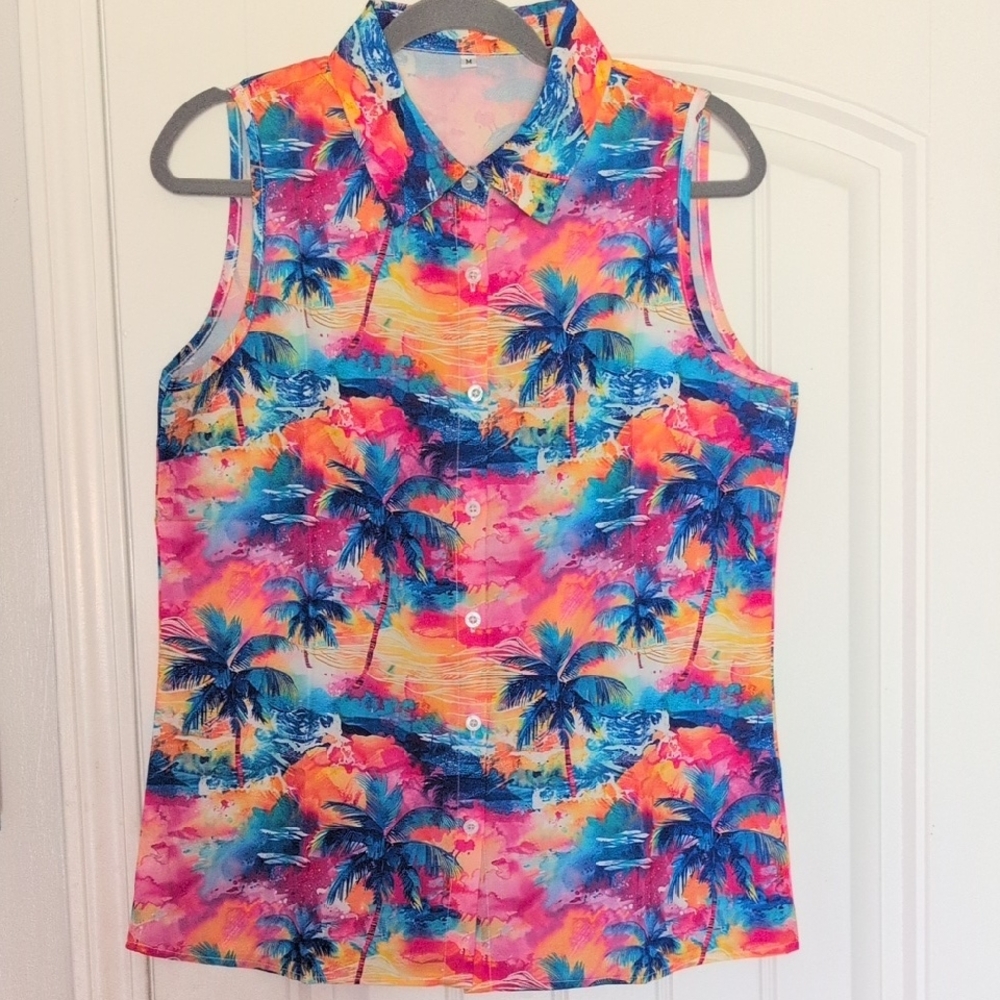 Unk Multicolor Tropical Print Tank Top